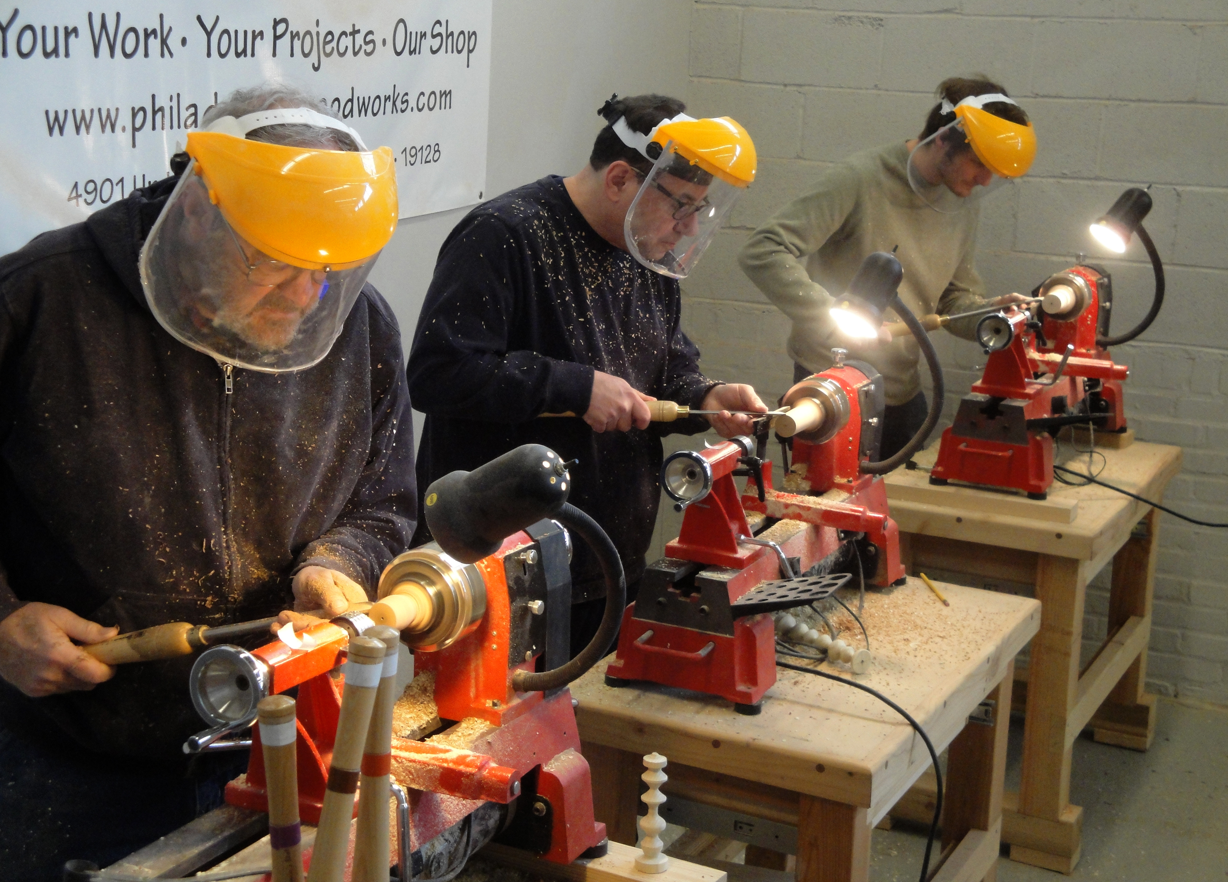 Press Photo Turning Class Philadelphia Woodworks
